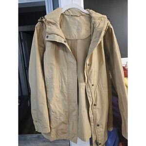 LL Bean Women's 1X Reg Tan Lightweight Hooded Anorak Jacket